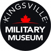 White text on a circular black background reads 'Kingsville Military Museum'
