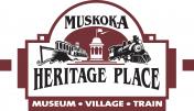 Muskoka Heritage Place logo; Museum, Village, Train