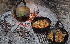 Cooking on the hearth in the Keeping Room
