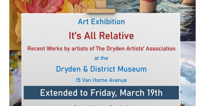 Poster for The Dryden Artists' Association Exhibit "It's All Relative"