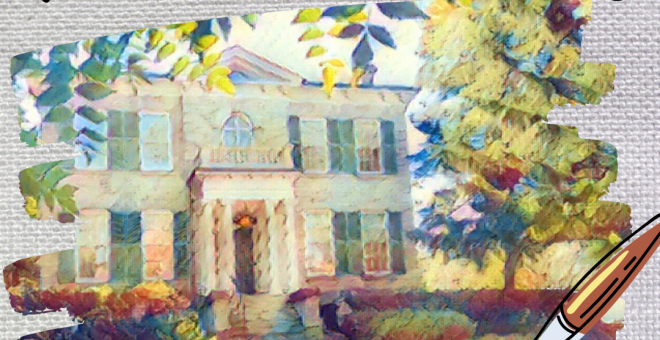 Watercolour painting of Whitehern exterior