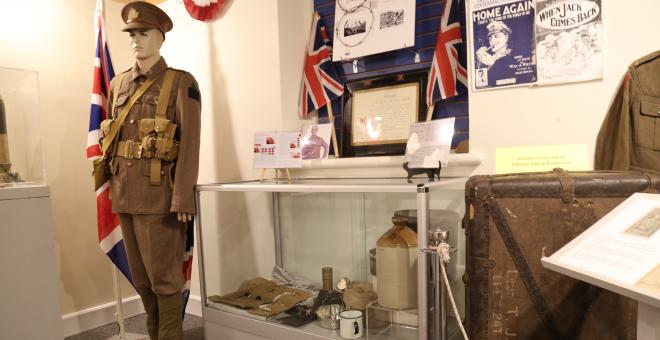 WW1 display at the Elman Campbell Museum, Newmarket
